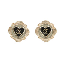 Load image into Gallery viewer, CHANEL CC Logo Square Earrings BlackAB6692 Metal Rhinestone