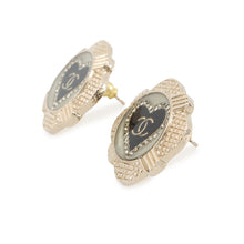 Load image into Gallery viewer, CHANEL CC Logo Square Earrings BlackAB6692 Metal Rhinestone