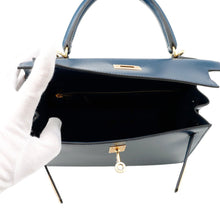 Load image into Gallery viewer, HERMES Kelly Sellier Blue de Prusse Box Calf Leather Size 25