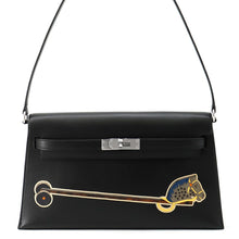 Load image into Gallery viewer, HERMES Kelly Elan Cheval du Bois Black Tadelakt Leather