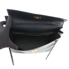 将图像加载到图库查看器中,HERMES Kelly Retourne Navy Box Calf Leather Size 35