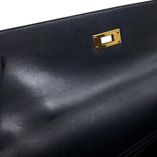 将图像加载到图库查看器中,HERMES Kelly Retourne Navy Box Calf Leather Size 35