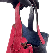 Load image into Gallery viewer, HERMES Picotin Lock Casaque Rose Extreme/Blue Nuit Taurillon Clemence Size MM