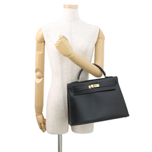 Load image into Gallery viewer, HERMES Kelly Sellier Black Box Calf Leather Size 32