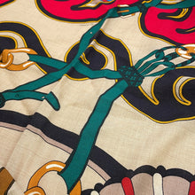 Load image into Gallery viewer, HERMES Carre Gean Harnais Rose Window Size 140 Natural/Rose Fuchsia Cashmere70% Silk30%