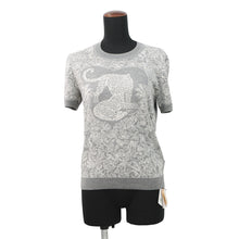 Load image into Gallery viewer, HERMES Jungle Love Short Sleeve Knit Size 38 Gray/White Cashmere46% Silk46% Nylon8%