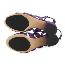 Load image into Gallery viewer, Ferragamo Sandals Purple Leather Size 7D