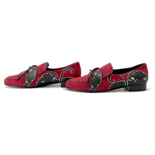 Load image into Gallery viewer, Valentino Garavani Panther Loafers Red/BlackNW1S0D22JHW suede Size 37 1/2