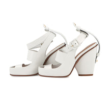 Load image into Gallery viewer, LOUIS VUITTON Trinity Line Heel Sandals White Leather Size 36