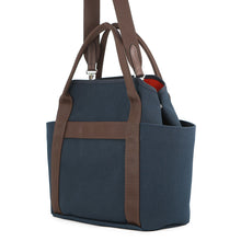 Load image into Gallery viewer, HERMES Sack de Pansage 2-way Tote Navy/Feu Toile Chevrons Canvas