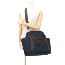 Load image into Gallery viewer, HERMES Sack de Pansage 2-way Tote Navy/Feu Toile Chevrons Canvas