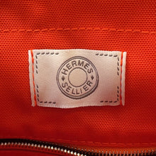 Load image into Gallery viewer, HERMES Sack de Pansage 2-way Tote Navy/Feu Toile Chevrons Canvas