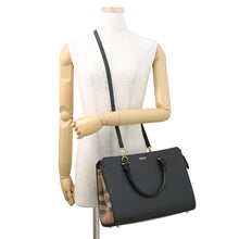 Load image into Gallery viewer, BURBERRY Banwell 2way Handbag Black/Beige8084023 Leather Canvas Size Small