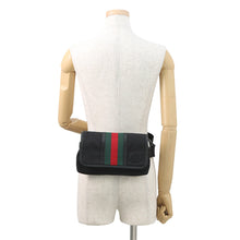 将图像加载到图库查看器中,GUCCI Cherie line Crossbody Bag Black181064 Leather Canvas