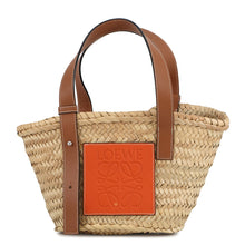 Load image into Gallery viewer, LOEWE Anagram basket bag Orange/Natural327.02NS93 Raffia Leather Size Small