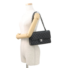 Load image into Gallery viewer, CHANEL Matelasse W Flap ChainShoulder Bag BlackA01112 Caviar Leather Size 25