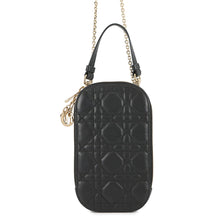 将图像加载到图库查看器中,Dior Cannage Lady Dior Call'in Dior Phone Holder 2-Way BlackS0872ONMJ Lambskin