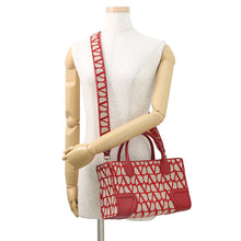 将图像加载到图库查看器中,Valentino Garavani Le Quatrieme Toile Iconograph 2-Way Bag Beige/Red2W2B0L76HUJJ4A Canvas Leather