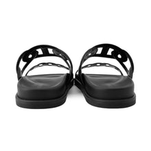 Load image into Gallery viewer, HERMES Extra Sandals Black Leather Rubber Size 37.5
