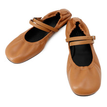 Load image into Gallery viewer, HERMES Ballet Flats Jolie Gold Nappa Calf Leather Size 36