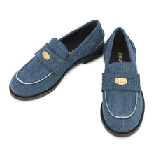 Load image into Gallery viewer, MIUMIU Coin loafers IndigoBlue5D061E Denim Size 36