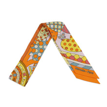 Load image into Gallery viewer, HERMES Twilly Whispering in the Forest Les Murmures de la Foret Orange/Jaune・Vif/Vert GrisH063005S Silk100%