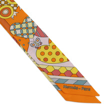 Load image into Gallery viewer, HERMES Twilly Whispering in the Forest Les Murmures de la Foret Orange/Jaune・Vif/Vert GrisH063005S Silk100%