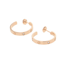 Load image into Gallery viewer, CARTIER Love Hoop Earrings Size MediumB8301433 18K Pink Gold