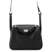 Load image into Gallery viewer, HERMES Lindy Verso Black/Blue Tie Swift Leather Size Mini