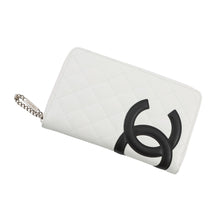 将图像加载到图库查看器中,CHANEL Cambon Line Zip Around Long Cloth White/Black/PinkA26710 Calf Leather