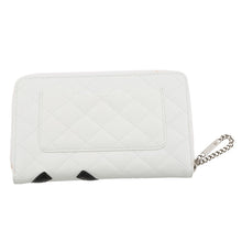 将图像加载到图库查看器中,CHANEL Cambon Line Zip Around Long Cloth White/Black/PinkA26710 Calf Leather