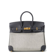 Load image into Gallery viewer, HERMES Birkin Ardoise/Ecru Swift Leather Toile H Size 25