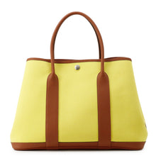 Load image into Gallery viewer, HERMES Garden Party Lime/Brown Toile Officier Negonda Leather Size PM