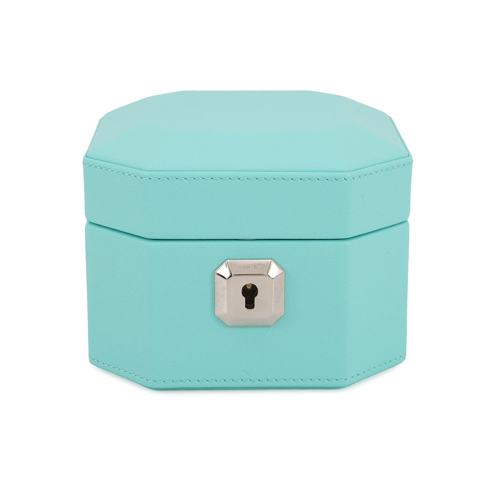 TIFFANY&Co. Faceted Jewelry Box Small TIFFANY&Co.Blue Leather Size