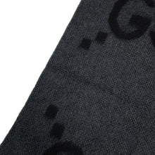 Load image into Gallery viewer, GUCCI GG Jacquard Scarf Gray/Black674275 Cashmere100%