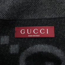 Load image into Gallery viewer, GUCCI GG Jacquard Scarf Gray/Black674275 Cashmere100%