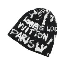 Load image into Gallery viewer, LOUIS VUITTON Scribble Beanie LV Fit Size s Black/White/GreenM5278A Cotton100%