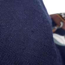 Load image into Gallery viewer, HERMES Giant Square Triangle Folding Canopy Carriage Size 140 Navy/White/Caban/Tabac Cashmere70% Silk30%