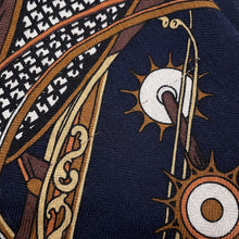 Load image into Gallery viewer, HERMES Giant Square Triangle Folding Canopy Carriage Size 140 Navy/White/Caban/Tabac Cashmere70% Silk30%