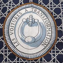 Load image into Gallery viewer, HERMES Giant Square Triangle Folding Canopy Carriage Size 140 Navy/White/Caban/Tabac Cashmere70% Silk30%