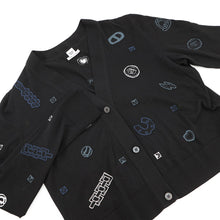 Load image into Gallery viewer, HERMES Lightweight cardigan with long sleeves and the Candy Libris Bandana motif Size 42 BlackH5H2729D3 Wool96% Nylon 3% Polyurethane1%