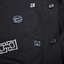 将图像加载到图库查看器中,HERMES Lightweight cardigan with long sleeves and the Candy Libris Bandana motif Size 42 BlackH5H2729D3 Wool 96% Nylon 3% Polyurethane1%