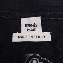 Load image into Gallery viewer, HERMES Lightweight cardigan with long sleeves and the Candy Libris Bandana motif Size 42 BlackH5H2729D3 Wool96% Nylon 3% Polyurethane1%