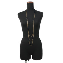 Load image into Gallery viewer, CHANEL CC Logo 3-row Long NecklaceABB320 Gold Plated Rhinestone Faux Pearl