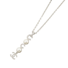 Load image into Gallery viewer, CHANEL CC Logo Faux Pearl Rhinestone NecklaceABF722 Metal Faux Pearl Rhinestone