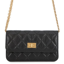 将图像加载到图库查看器中,CHANEL Matelasse 2.55 Chain Wallet BlackAP3169 Aged Calf Leather