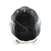 Load image into Gallery viewer, CHANEL CC Logo Club Monaco Chain Tote Bag Silver Shiny Calf Leather