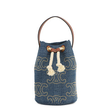 Load image into Gallery viewer, CELINE Triomphe Teen Drawstring Blue/Brown196532 Denim Leather