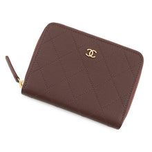 Load image into Gallery viewer, CHANEL CC Logo Round Zip Compact Wallet BrownAP4918 Grained Goatskin Leather