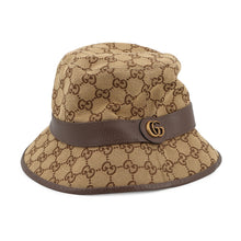 将图像加载到图库查看器中,GUCCI GG Canvas Fedora Hat Size M Beige/Brown576587 Canvas Leather